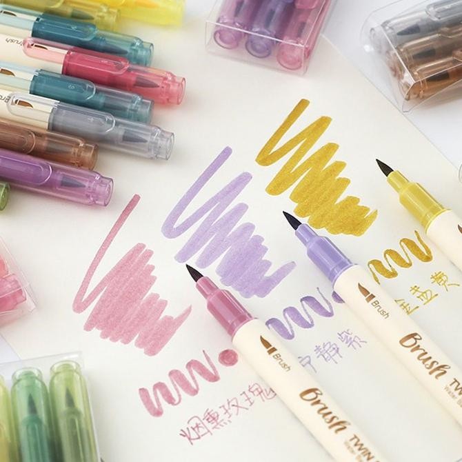 

df-7 Winzige 20 Warna Brush Pen Dual Tip Pulpen Brush Stabilo Calligraphy Brush Lettering Aesthetic Vintage Warna Warni Brush Marker Pena Kuas Warna Pulpen Pena Kaligrafi Coloring Markers Berkualitas