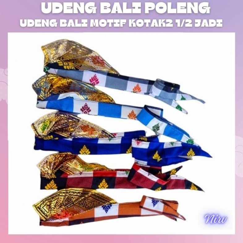 Udeng Bali Kotak- Kotak Poleng/Ikat Kepala Bali/Udeng Setehah Jadi/Udeng Jadi Bali Stok Baru