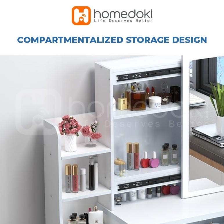 Homedoki Meja Rias Aesthetic/Meja Rias Led/Meja Rias Lampu/Meja Rias Minimalis/Meja Rias Sliding/Mej