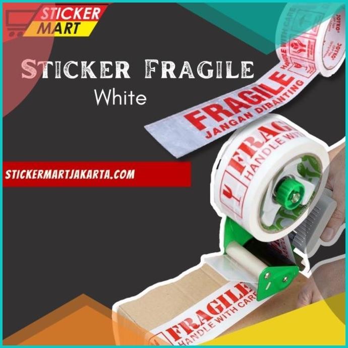 

Stiker solasi fragile white putih packing barang jangan dibanting 48m