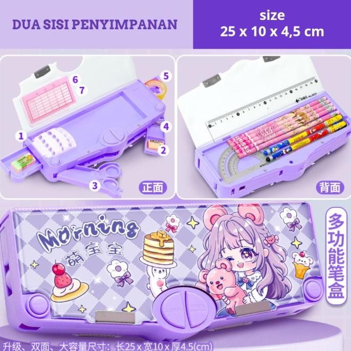 

kotak tempat pensil anak perempuan dua sisi banyak tombol penyimpanan KGS