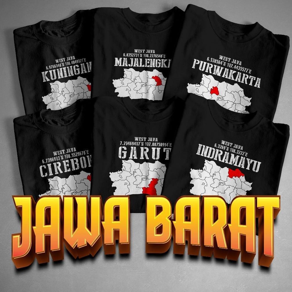 Promo Kaos Peta Nama Kota Jawa Barat Kaos Distro Pria Wanita