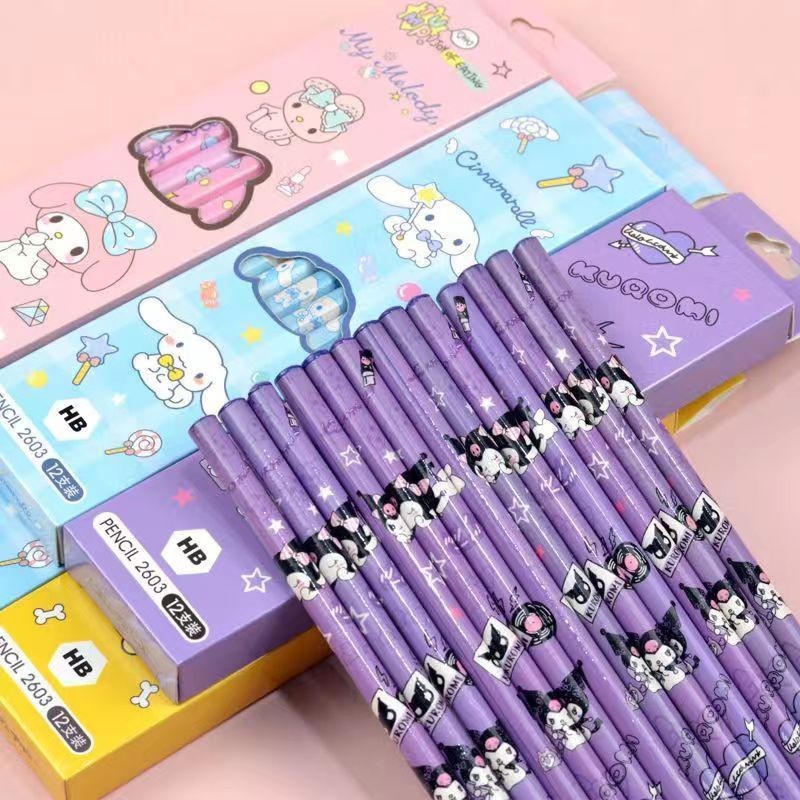 

TERFAVORITE 1 LUSIN PENSIL 2B + PENGHAPUS KARAKTER SANRIO KUROMI MELODY POCHACCO CINNAMOROLL