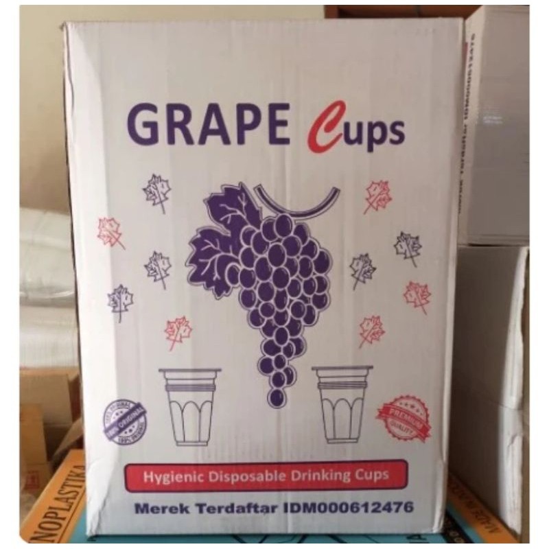 Gelas Aqua Plastik grape gelas kopi mug merk anggur 1dus isi 2000 pcs