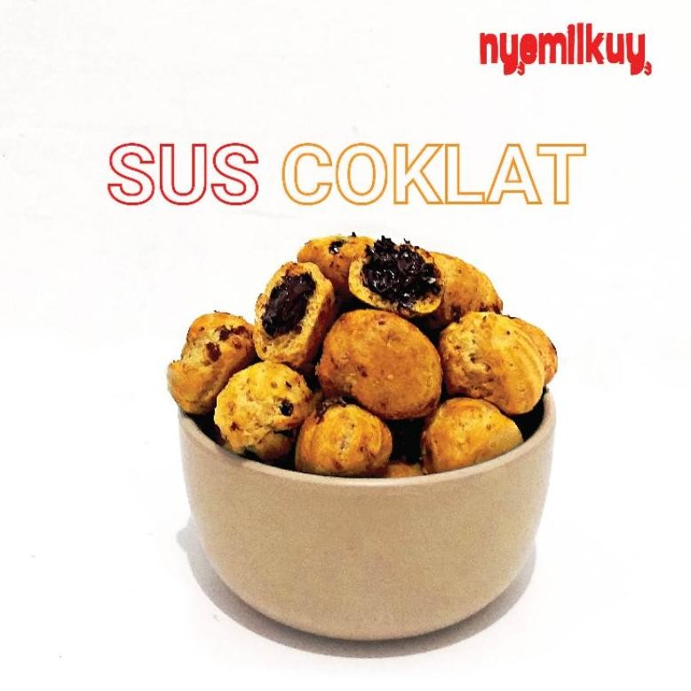 

Sus Kering isi Coklat Lumer Nyemilkuy (60gr) Kemasan Pouch Jajanan Kekinian Termurah