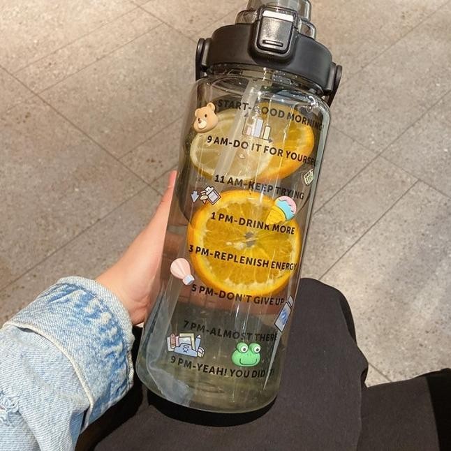 BOTOL MINUM MOTIVASI VIRAL 2LITER BENING BPA FREE TERBARU ASLI 100% ORIGINAL GARANSI KUALITAS BRAND 