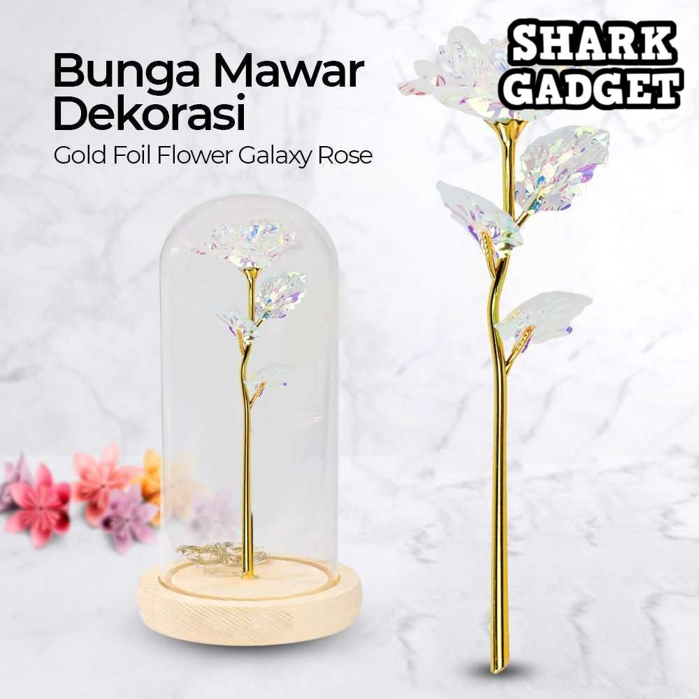 Bunga Mawar Dekorasi Plastik Gold Foil Flower Galaxy Rose [SAG]
