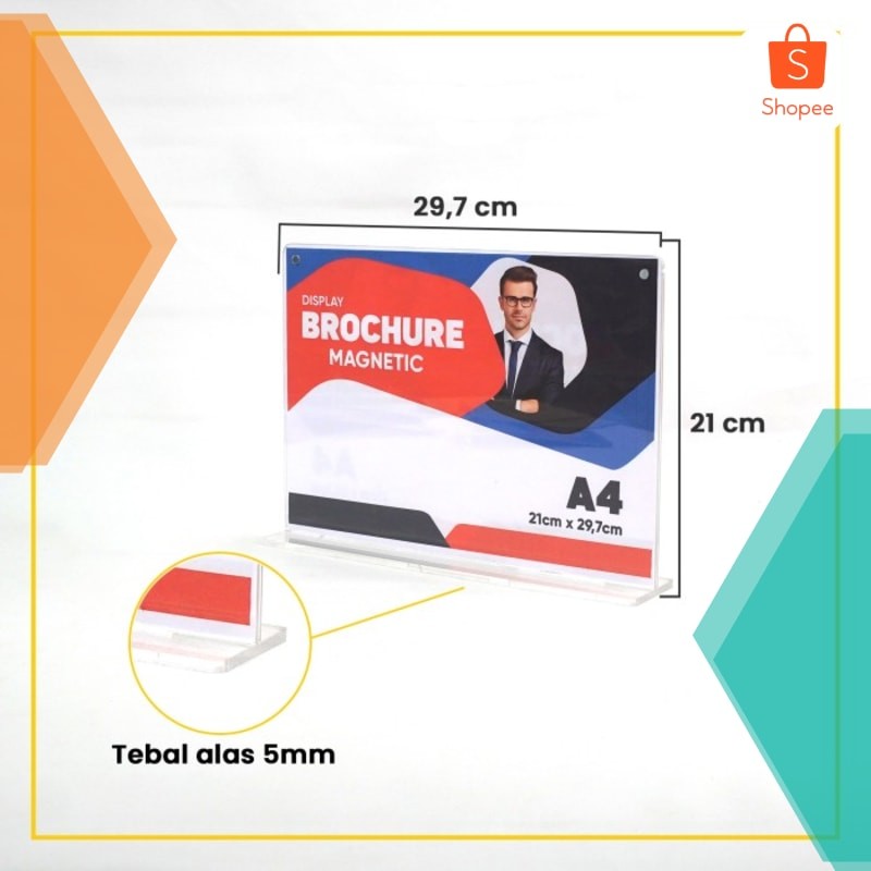 

Promo Akrilik/Acrylic Tempat Brosure - Tent Holder - Papan Menu Magnetic A4 - Potrait Keren