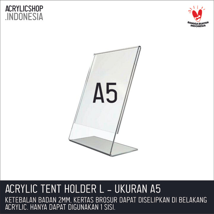 

Terlaris Akrilik Tempat Brosur A5/Acrylic Tent Card Holder Stand 2sisi A5 TypeL Keren