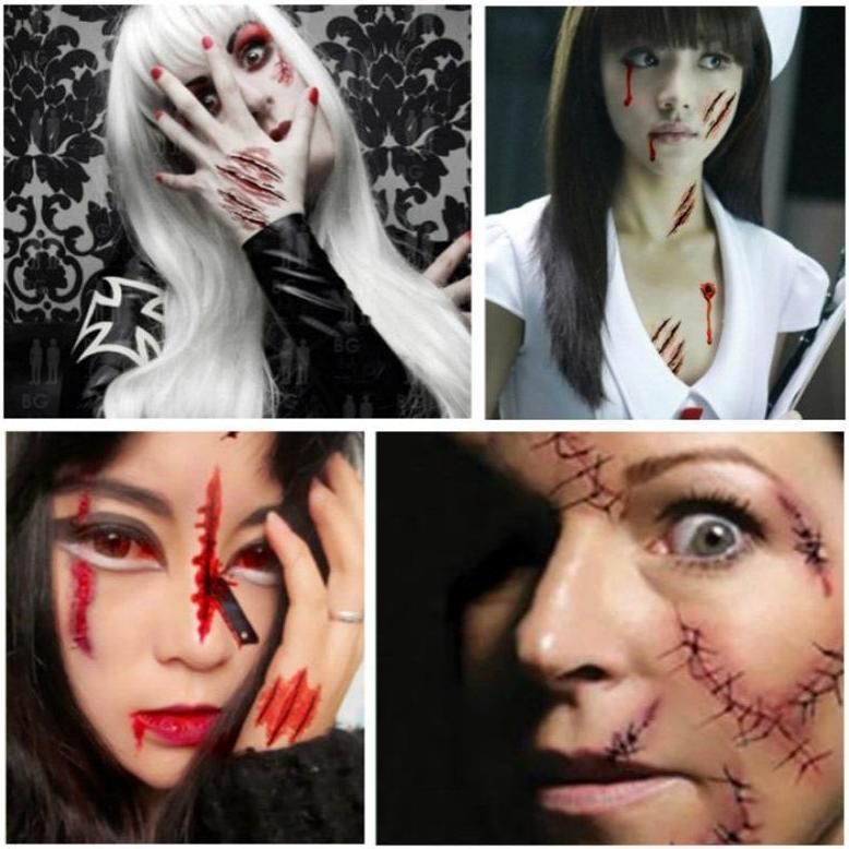 Tato Luka Memar Tato Halloween Prank Terluka Jahitan Scar Wax Makeup Luka Darah Make Up Halloween St