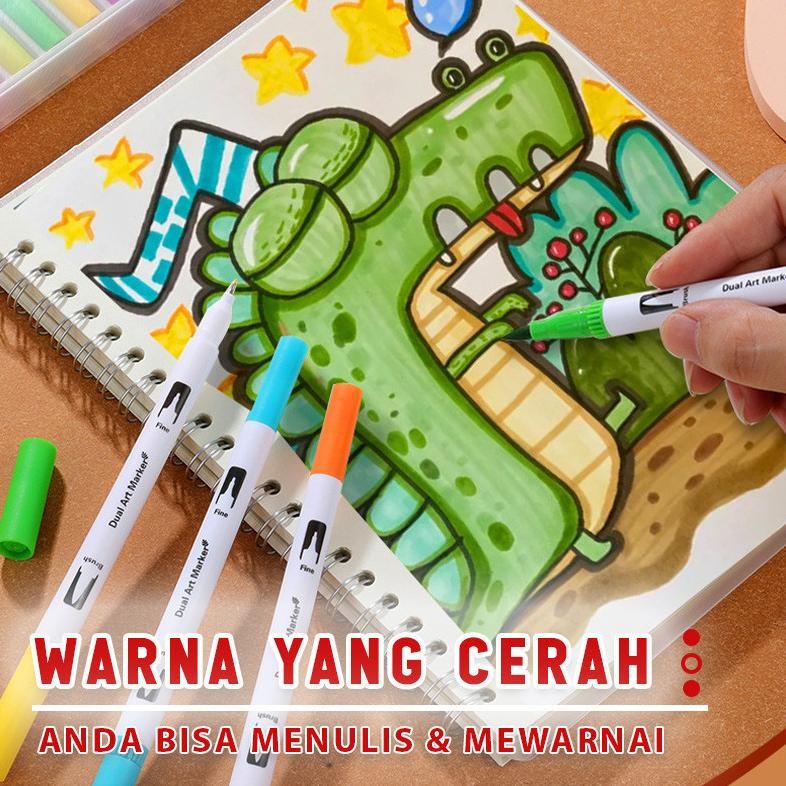 

vb-8 Brush Marker Dual Tip Ujung Twin Marker Pen Brush Marker Lukis Set Art Marker Spidol Warna Warni Termurah