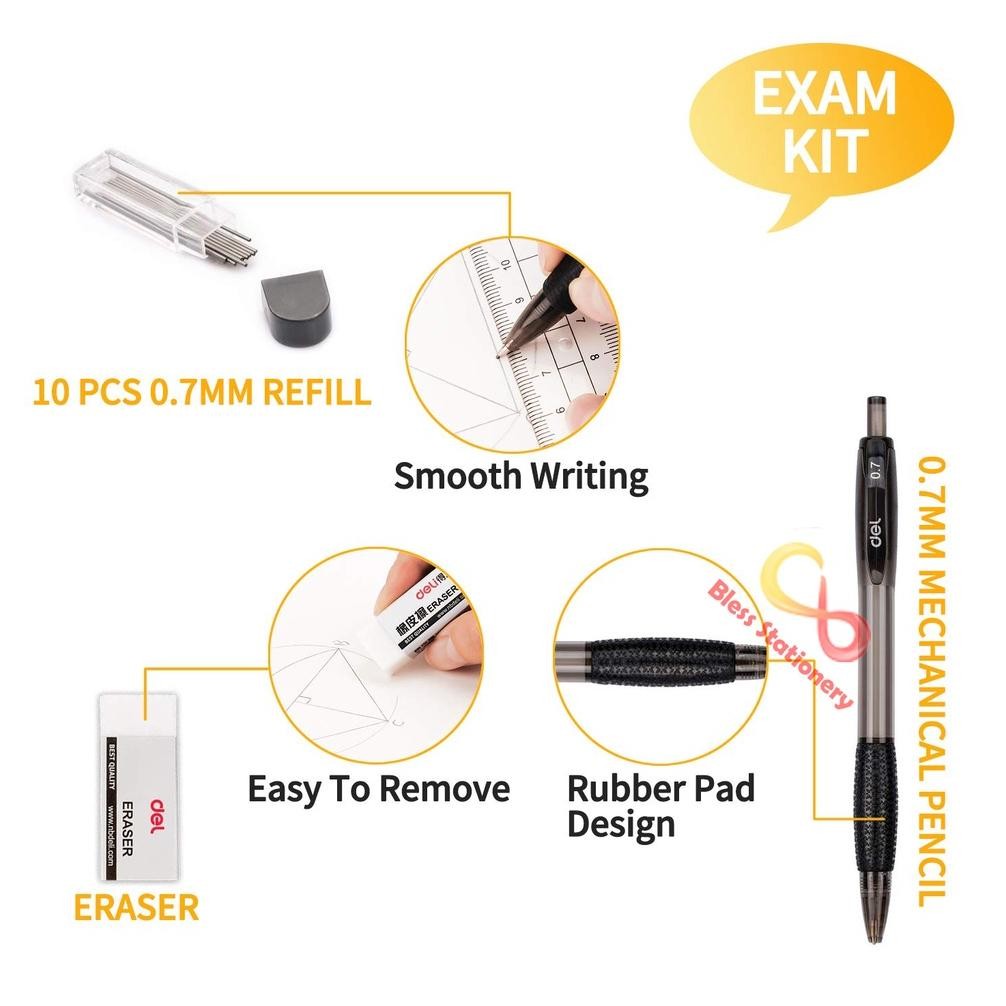 

dw-45 Jangka penggaris busur sekolah DELI Compass Drafting Set Square Ruler Hemat