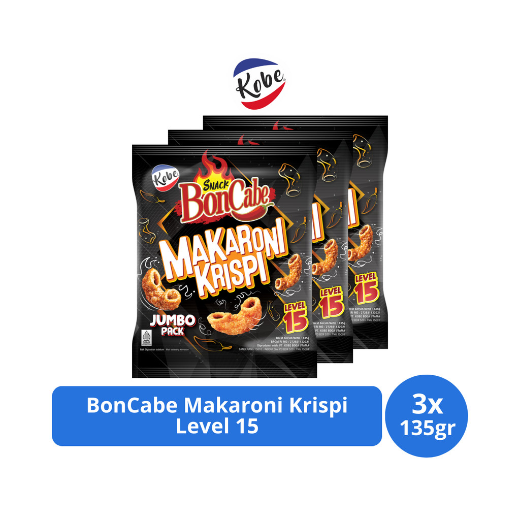 

Kobe BonCabe Makaroni Krispi Level 15 135gr x 3 pcs