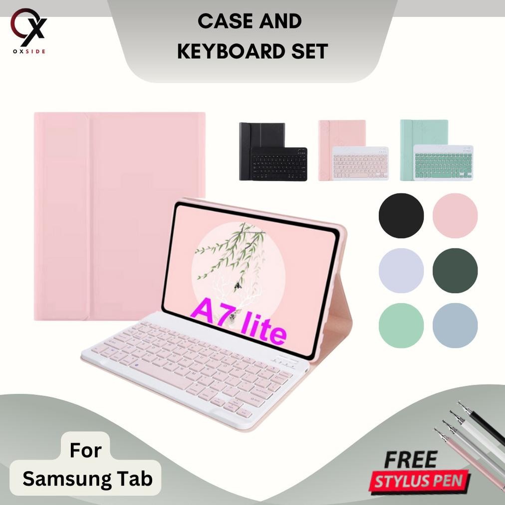 (PROMO) Wireless Keyboard Case Samsung A9 A9+ A7 Lite A8 10.5" S6 Lite Tab S9 / FE S7 S8 Magnet Casi