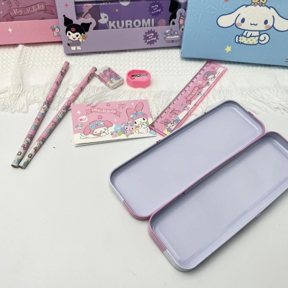 

tre-57 VOOVA Set Alat Tulis Anak/ Kotak Pensil Anak Set 7 in 1 Stationery Untuk Hadiah Anak Sekolah Sanrio/ Alat Tulis Set Kotak Pensil Karakter Kuromi/ Set ATK Lucu dan Murah Hemat