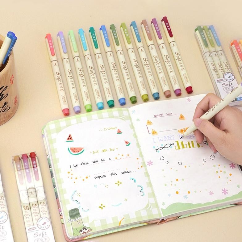 

wd-54 3 Pieces/Set Soft Head Colorful Calligraphy Pen Brush Ink Drawing Painting Graffiti Art Pen School Stationery Supplies Murah
