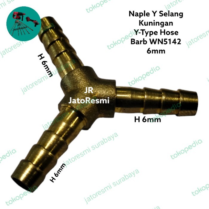 ,,,,,,,] Naple Y Selang Kuningan Y-Type Hose Barb WN5142 Hose 6mm