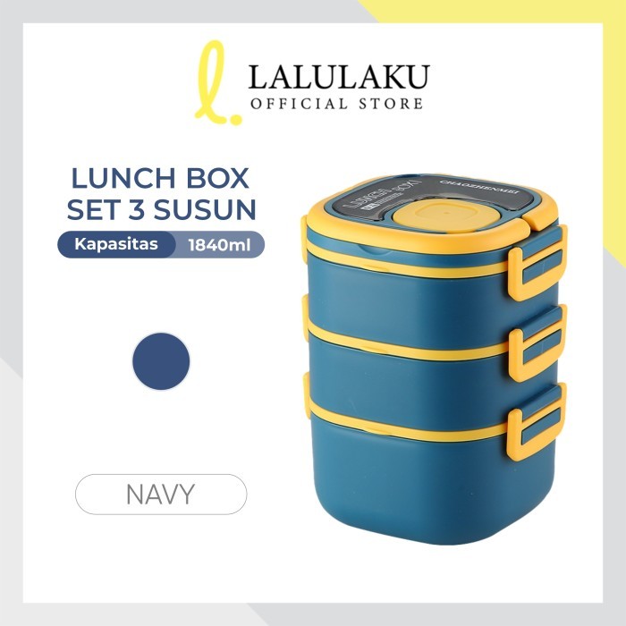 

Terbaru Tempat Makan 3 Susun Tingkat Sendok Set Bento Rantang Susun BPA Free - Navy Limited