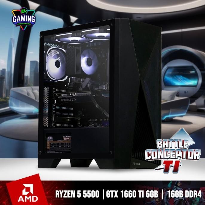 [ NEW STOK ] PC Rakitan EK Gaming BattleConceptor TI - GTX 1660 Ti Enter Komputer