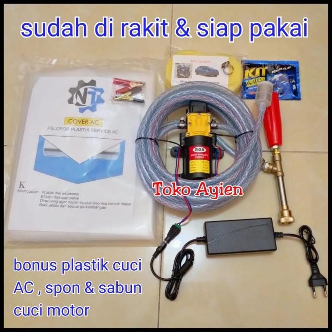 Pompa DC Set Alat Steam Motor Mobil Cuci AC Lengkap Plastik Cuci AC