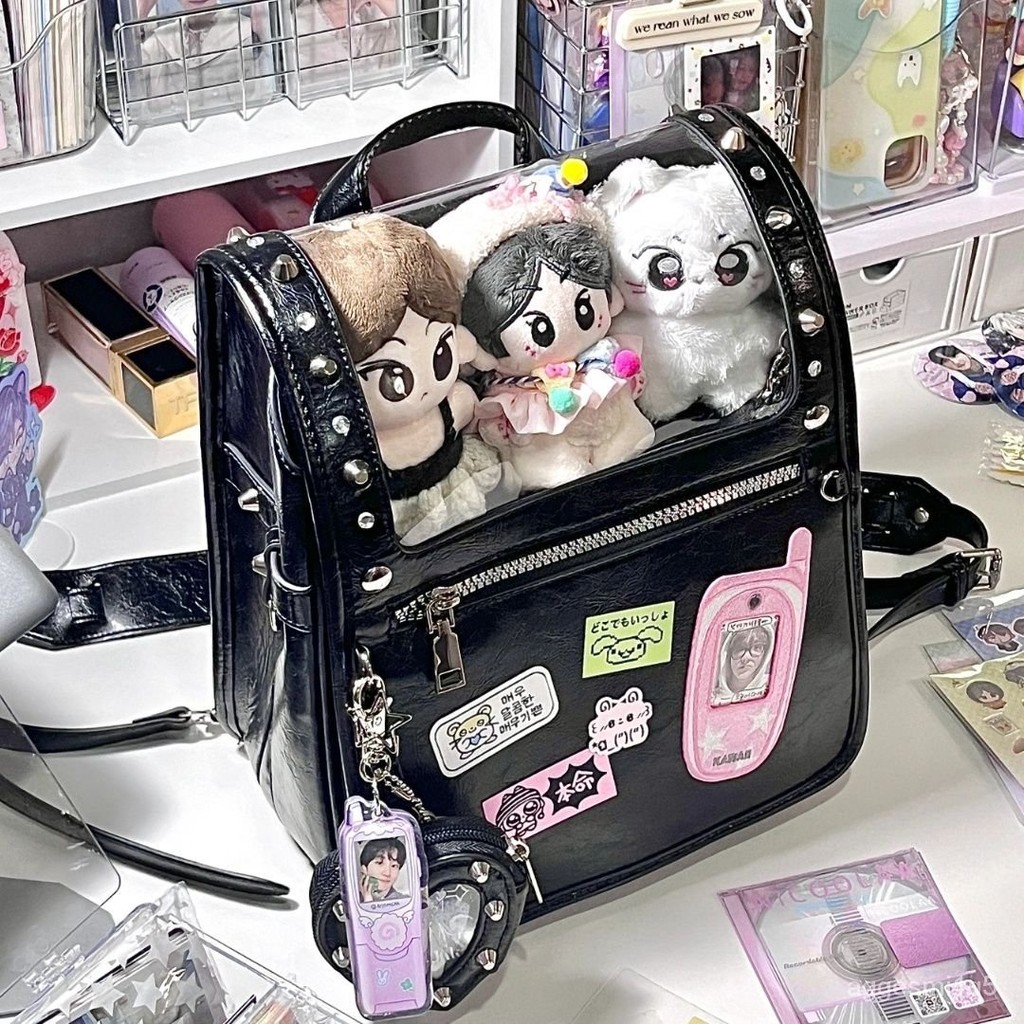 Tas Ransel Transparan Wanita Lucu Tas Sekolah PVC /y2k bag/Tas Ransel Backpack Kulit Wanita Miniso