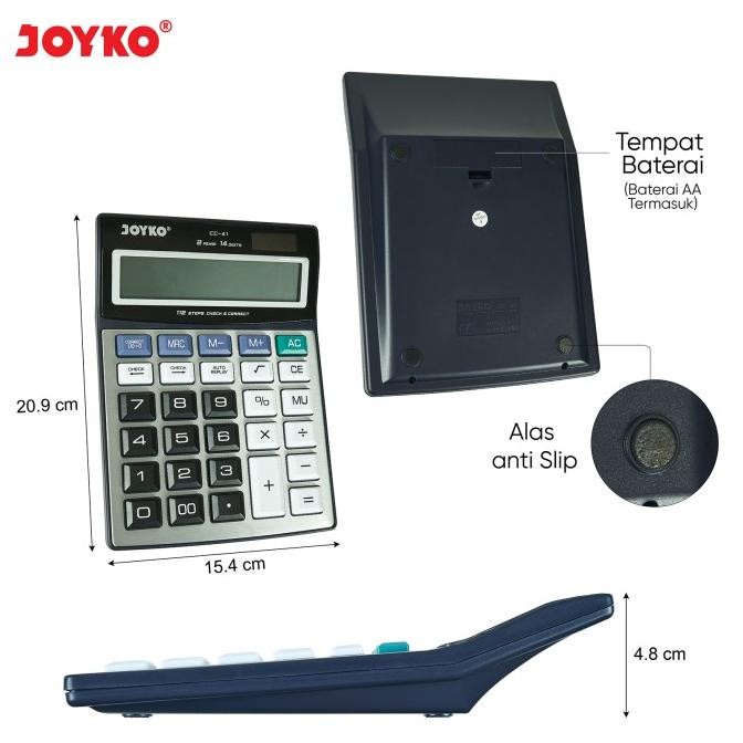 

New Arival Calculator / Kalkulator Joyko CC-41 / 14 Digits / Check Correct Berkualitas