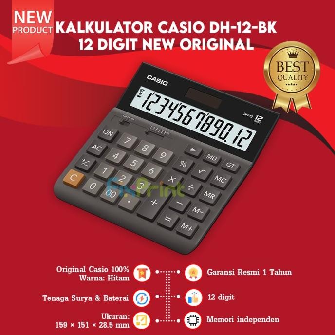 

ghs-55 Casio DH-12 White BK 12 Digit Kalkulator Dekstop New Original Original