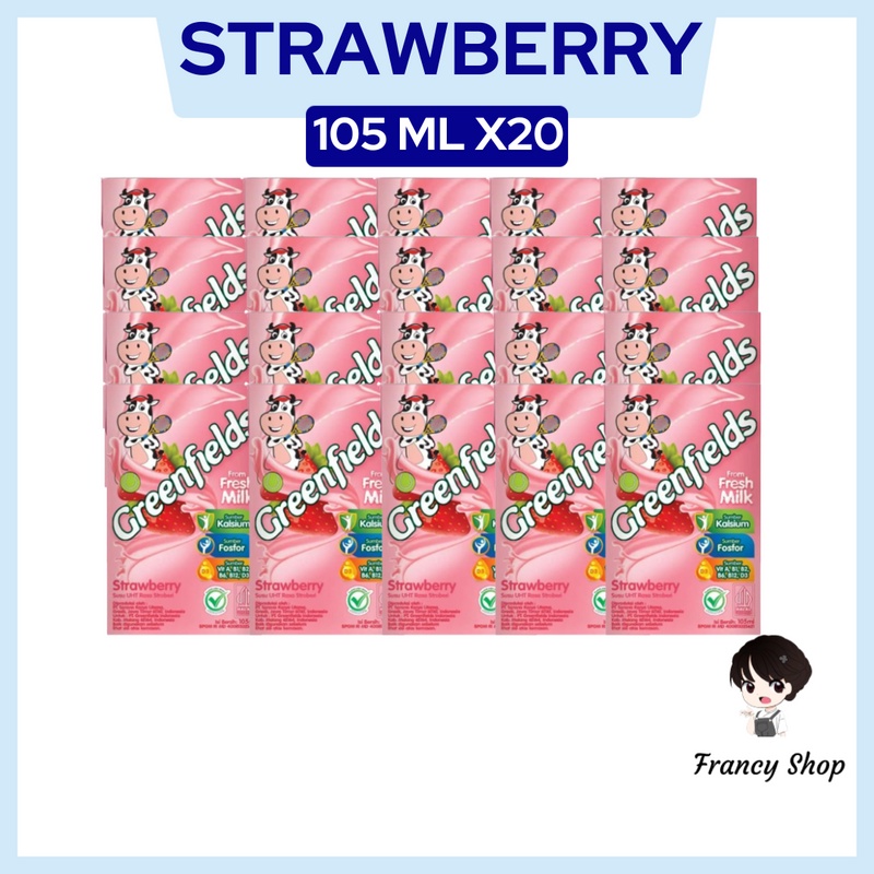 

Paket Murah Susu Cair UHT Greenfields Strawberry Milk 105 ml x20 Pcs