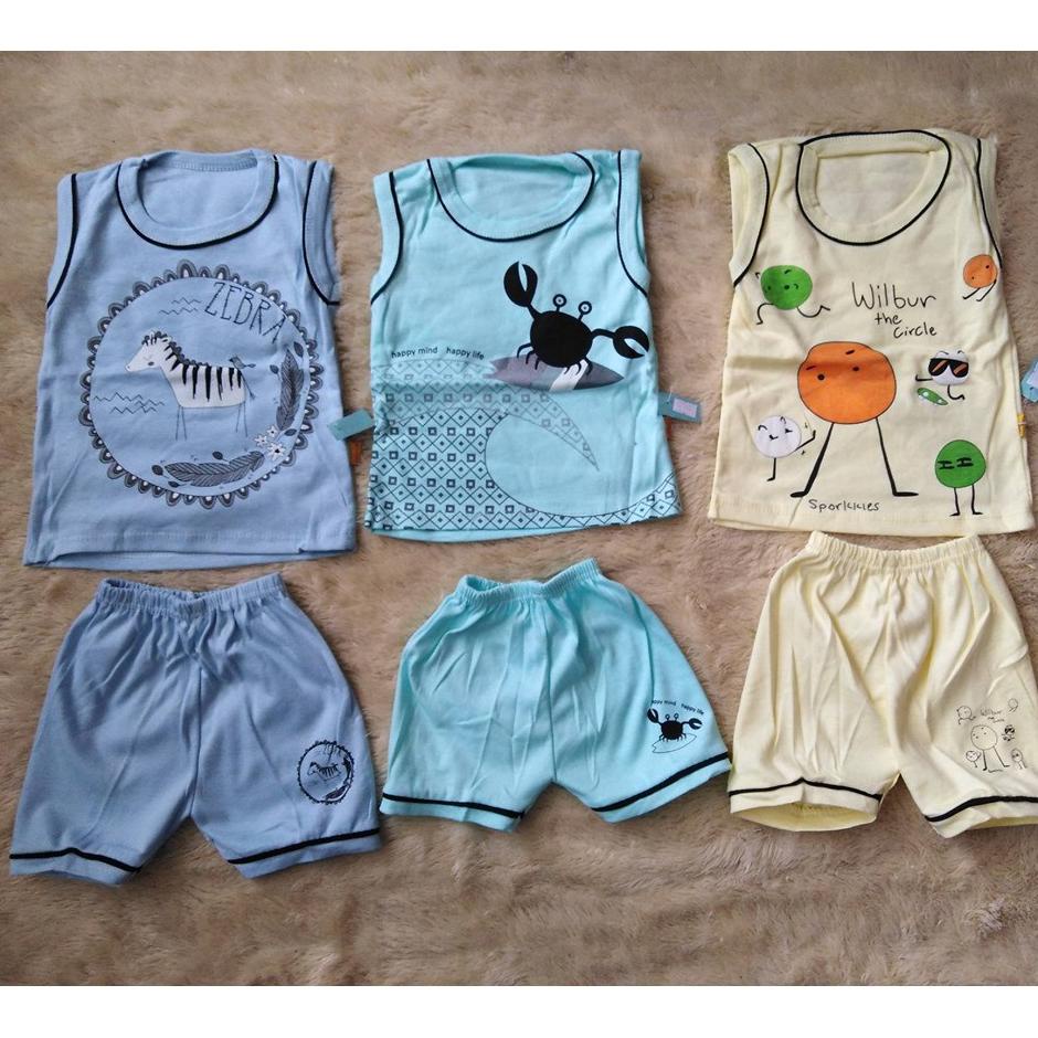 Terbaik Baju Bayi Setelan Kutung Gondil Enrica Motif Bahan Katun Lembut Usia 3-12 Bulan