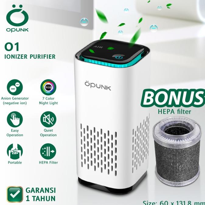 IONIZER AIR PURIFIER Mobil OPUNK BONUS HEPA FILTER