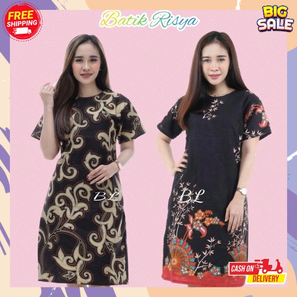 Pakean Waita Feminim Dres Batik Modern Deres Batuk Wanita Kekinian Gaun Natal 2024 Promo Termurah Dr