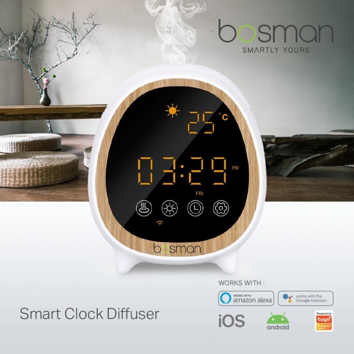 Terlaris Bosman Smart Clock Diffuser - Aroma Terapi Wifi Smart Home