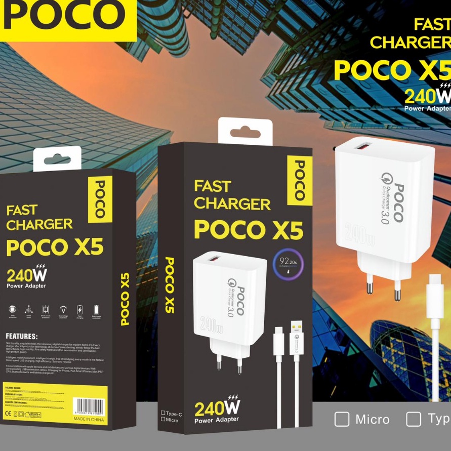 Terlaku,! Charger pocophone poco X5 240w Support FastCharging qc3.0 kompatible semua hp smartphone G
