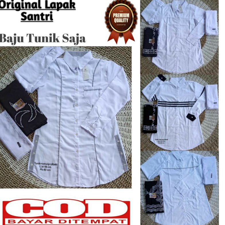 EW79ZV33 Baju Santri Putri | Tunik Santri Putri Toyobo Putih Polos | Tunik Santriwati | Atasan Santr