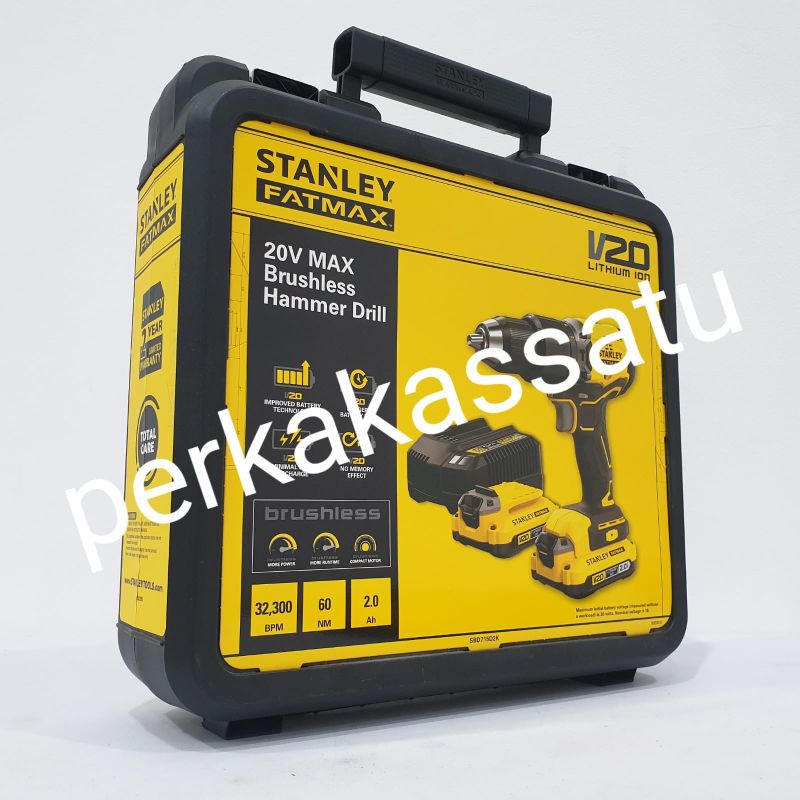 MESIN BOR BRUSHLESS HAMMER DRILL STANLEY FATMAX SBD715 20V 2.0 AH