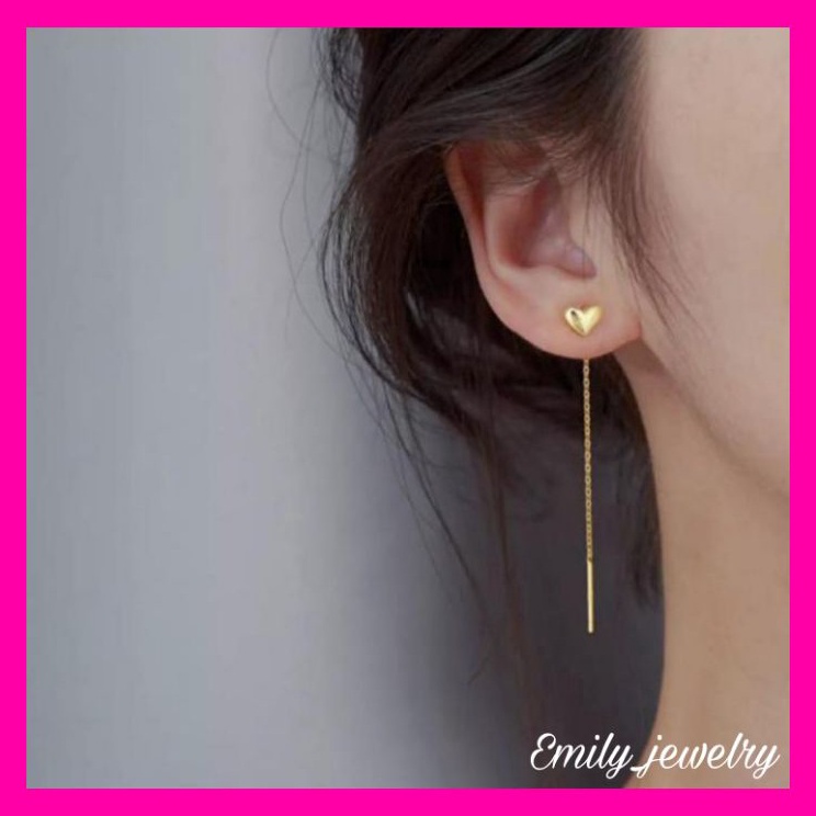 Diskon GedeTt0T4 Anting Titanium Tusuk Jarum Panjang Rumbai ( Motif Love Full )