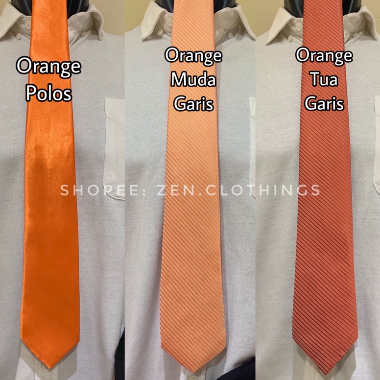 TERMURAH Dasi Panjang Pria Dewasa Warna Orange Gelap Tua dan Orens Muda Terang Polos dan Motif Garis