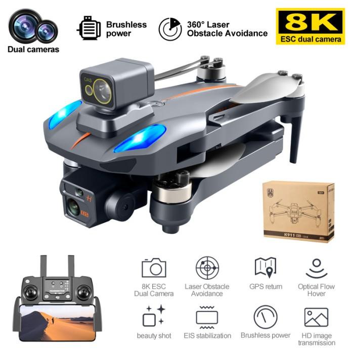 TERLARIS - DRONE GPS BRUSHLESS K911 MAX CAMERA WIFI FPV 8K SENSOR ANTI TABRAK 1KM