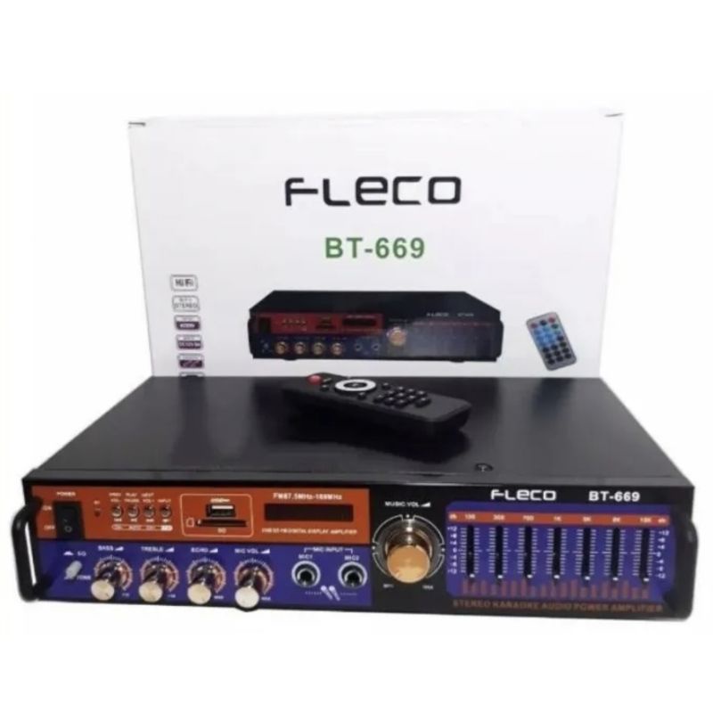 FLECO BT-669 Power Amplifier / Ampli Audio Karaoke Bluetooth MP3 ORIGINAL