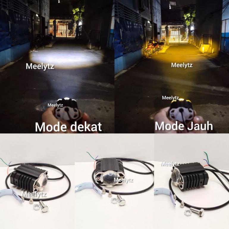 Original Ibright Lampu Tembak Laser Led D2 Mini Kotak 2 Warna High Low Putih Kuning Waterpoof