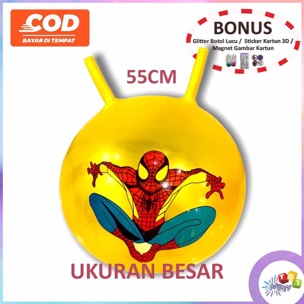 Promo JJ55[COD]Mainan Tunggang Anak Jumping Ball Pegangan Tanduk Ada kuda-kudaan Karet (SNI) Ukuran 