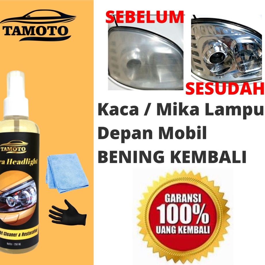 Terbaik.. Headlight Cleaner & Restorer by Tamoto - Pengkilap & Pembersih kaca mika lampu depan mobil