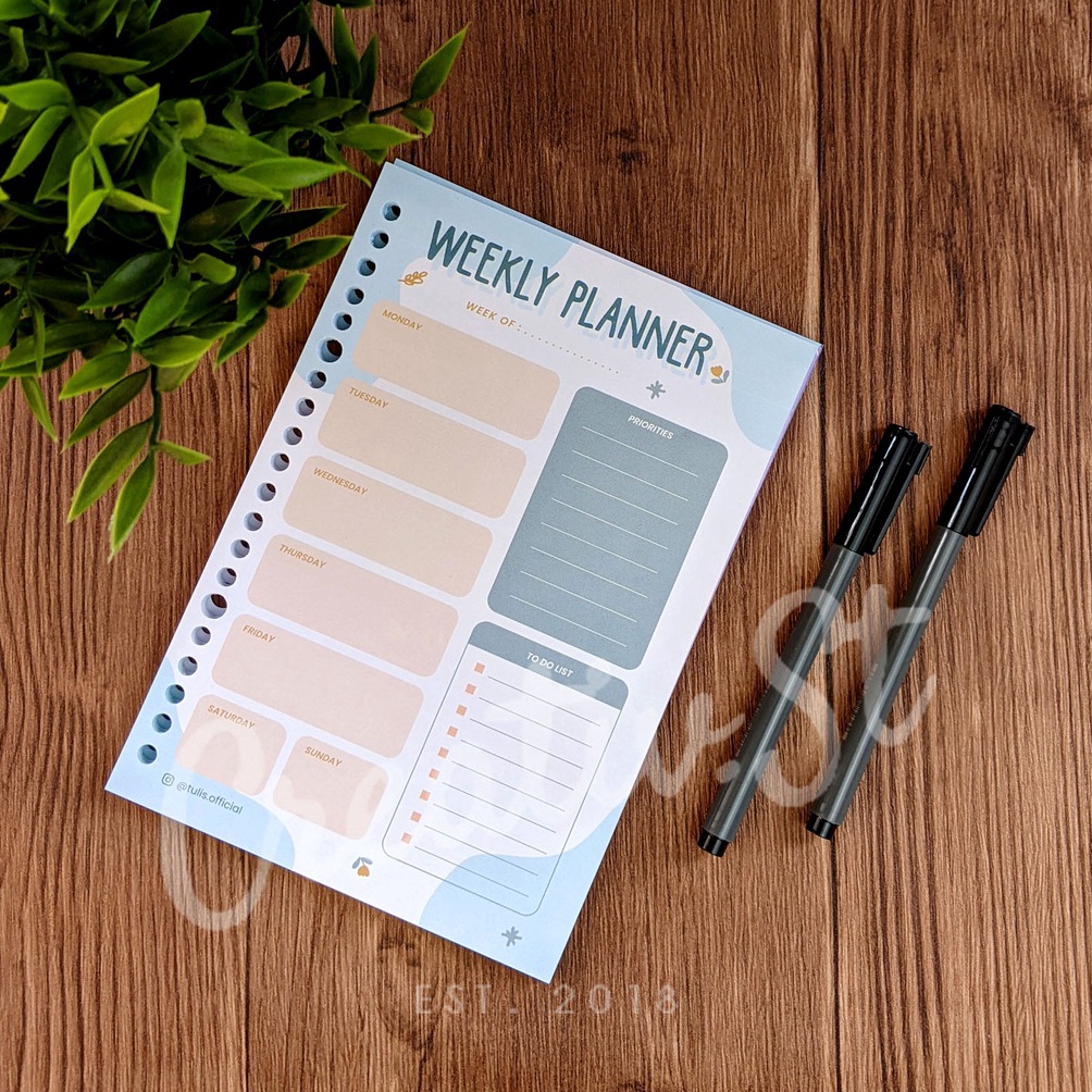 

PM6 [Tulis.Id] Colorful Weekly Planner Loose Leaf A5 100 GSM 50 Lbr 20 Ring ↕Best