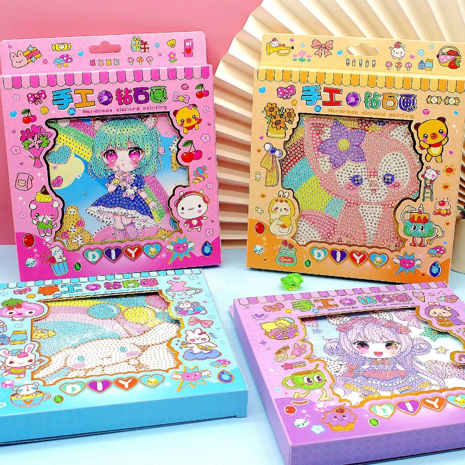 

[N14✪/Z◆) STIKER DIY STICKER FRAME DIAMOND PAINTING BINGKAI LUKISAN MAINAN ANAK ANIME GIRL SERIES SANRIO + BINGKAI 17CMX17CM/ top.produuk.