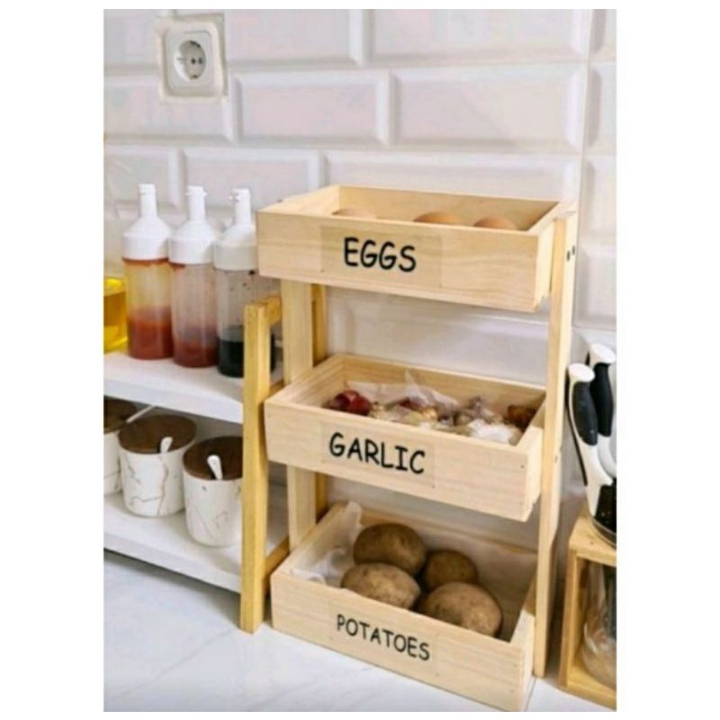 rak bumbu kayu/ rak bumbu serbaguna/ rak bumbu 3 susun