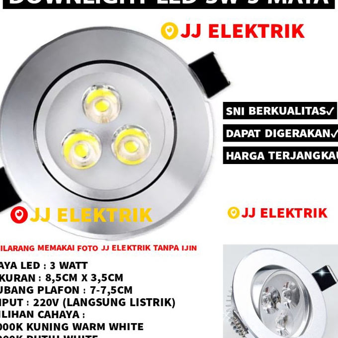 (L-I♡➤Q> Lampu Downlight LED 3W/5W/7W Lampu Spotlight 3/5/7 Watt Cahaya Kuning Warm White Kuning 300