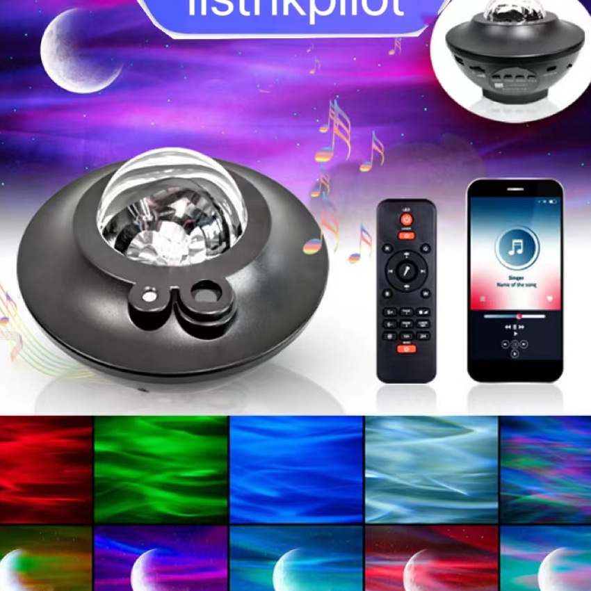 (U-Aご☀Q] Proyektor lampu Dengan Speaker Langit Malam Bintang 2in1 Galaxy Nebula Lamp Starry Projecto