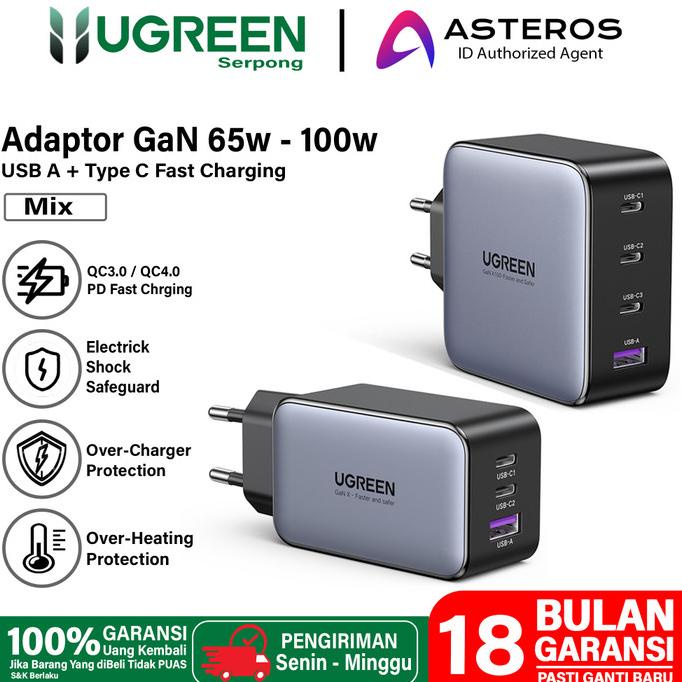 UGREEN Adaptor Kepala Charger GAN PD Type C FAST Charging 33W 65W 100W