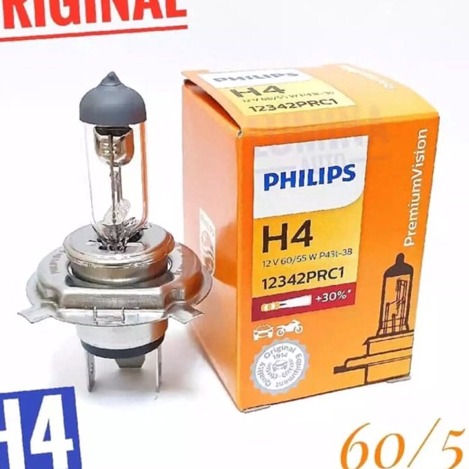 [✓V-✮Q3] Bohlam Lampu Halogen Philips h4 12V 60/55W & 100/90W Untuk Lampu Besar Mobil Original langs