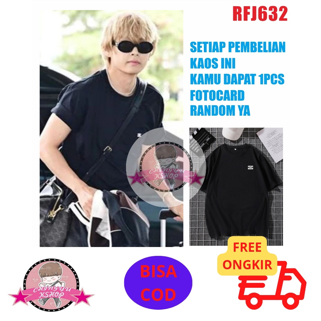 (RFJ632) Free Photocard Baju Kaos Bts V Taehyung Seli Logo Bulet